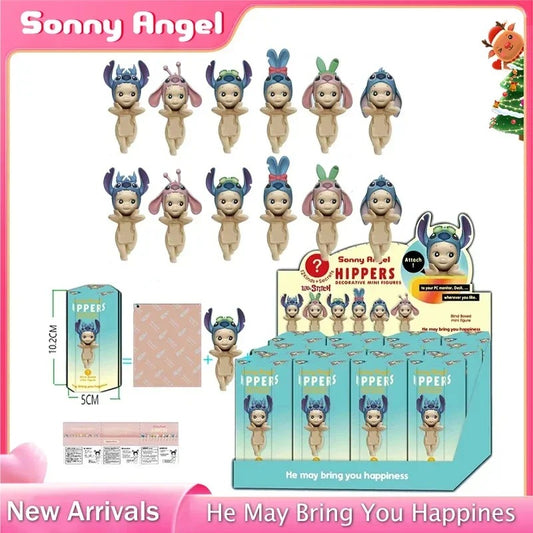 Sonny Angel 12PCS Stitch Kawaii Anime Cartoon Collection Mini Character Decorations Cute Doll Kids Toys Birthday Christmas Gift