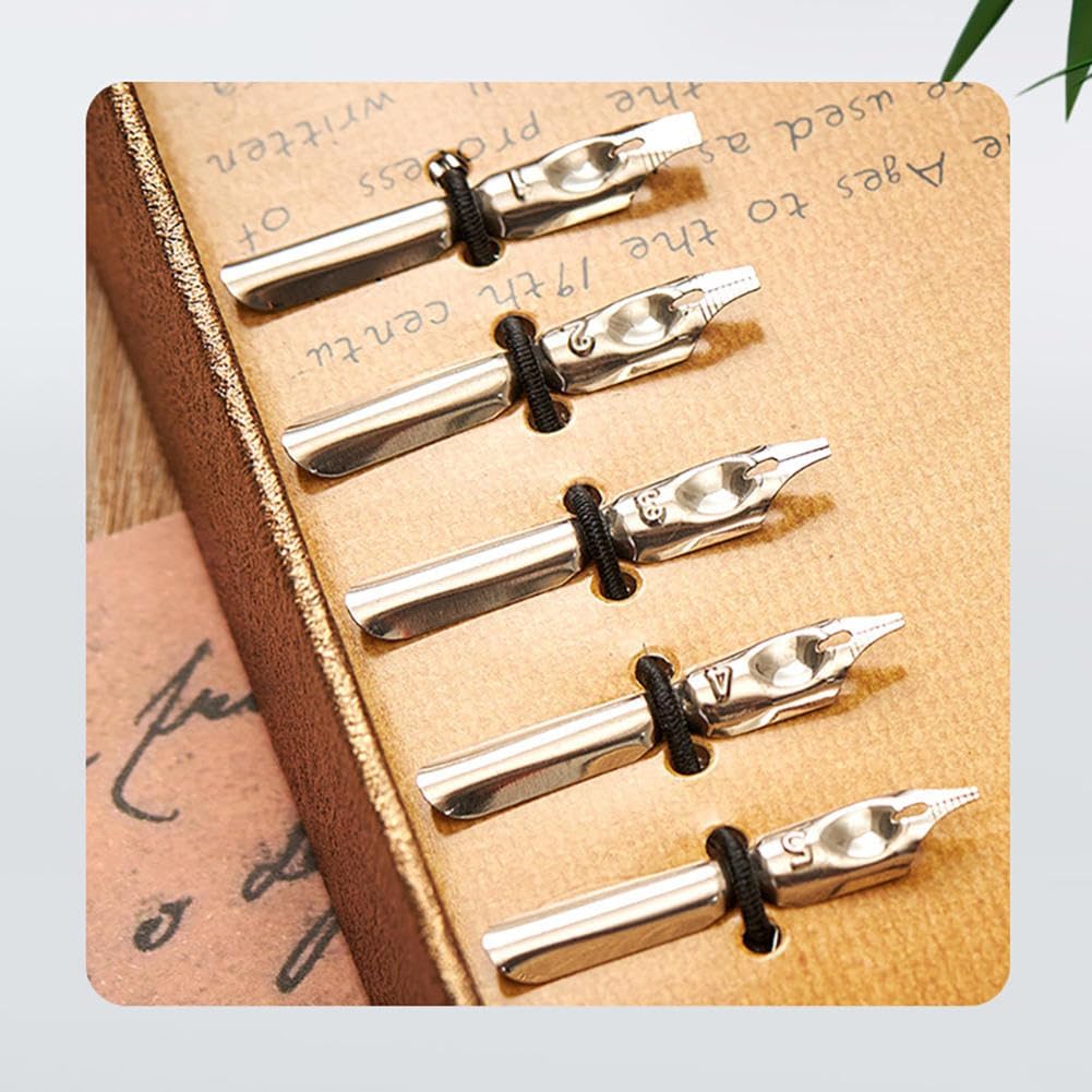 Quill Pen,Feather Pen,Quill Pen And Ink Set,Quill Pens For Writing,Feather Pen Set,Wings Fountain Pen Dip Pen Quill And Ink Set For Writing With Black Ink 5 Replaceable Nibs Gift Set