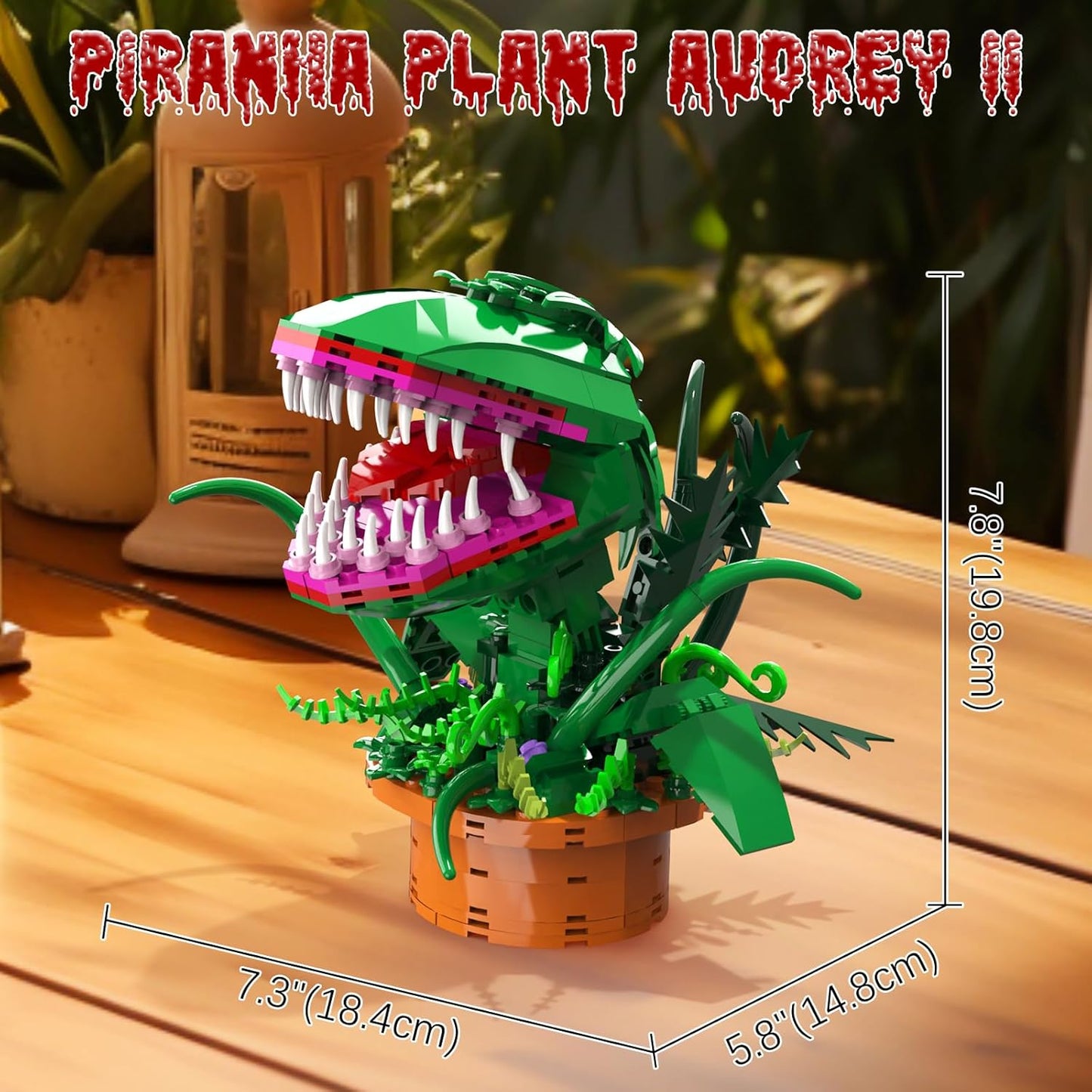 Audrey 2 Piranha Plant Building Toys Compatible with Lego Sets, Little Shop of Horrors Flowers Cannibal with Openable Mouth Building Blocks, Gift for TV Fans Halloween Christmas Kids Ages 8+