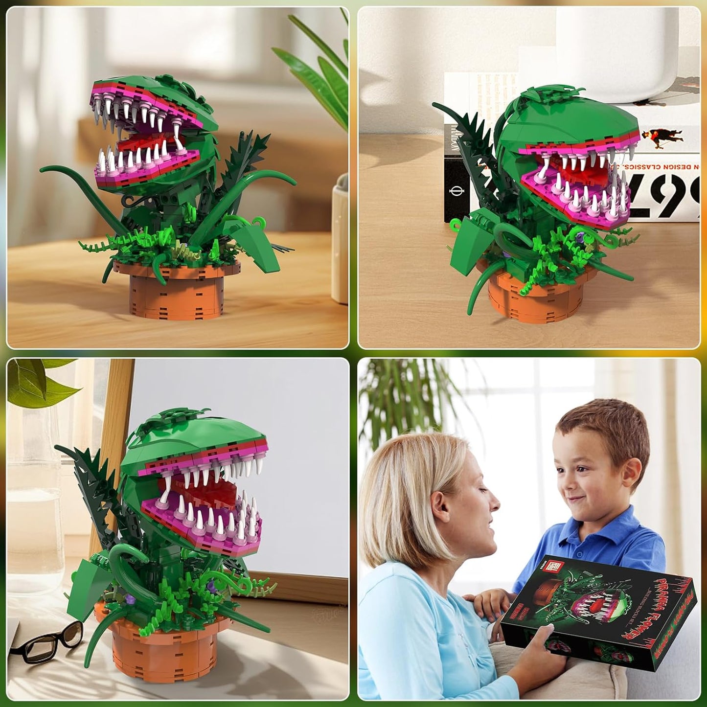 Audrey 2 Piranha Plant Building Toys Compatible with Lego Sets, Little Shop of Horrors Flowers Cannibal with Openable Mouth Building Blocks, Gift for TV Fans Halloween Christmas Kids Ages 8+