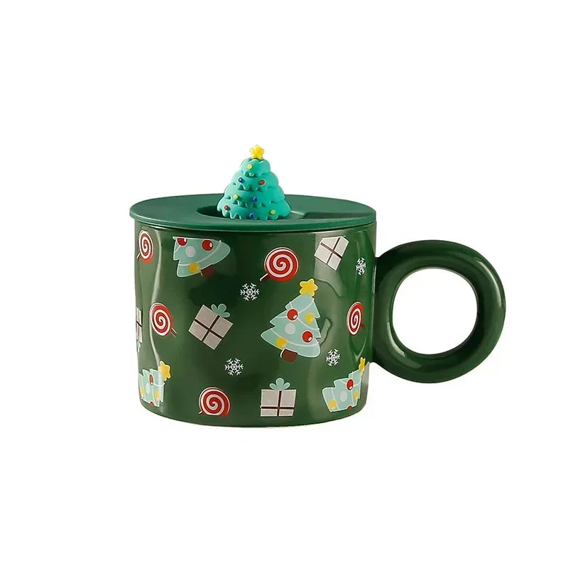Christmas Creative Ceramic Mug Santa Claus Coffee Mugs High Beauty Drinkware Breakfast Milk Cpus Couple Water Cup Kawaii Gift