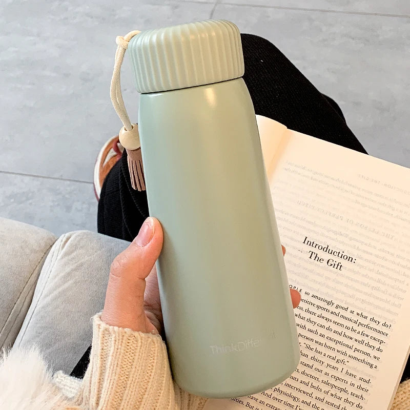 400ml/250ml Creative Thermos Mug With Rope Cute Portable Stainless Steel Vacuum Flask Girl Student Thermal Water Bottle Tumbler