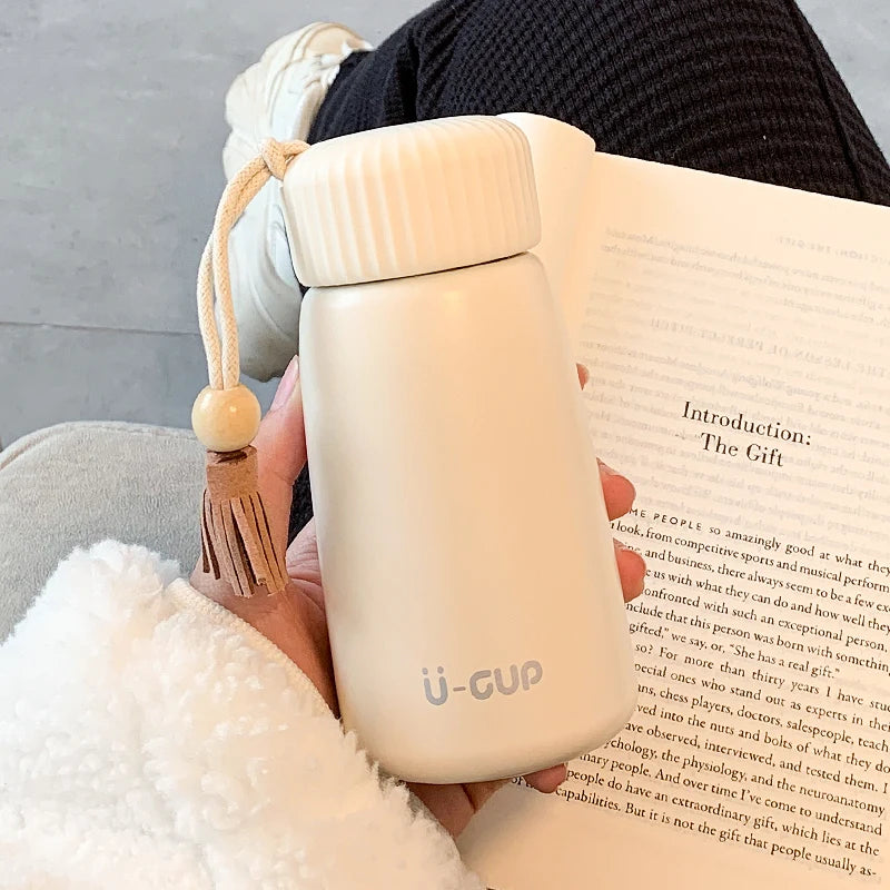 400ml/250ml Creative Thermos Mug With Rope Cute Portable Stainless Steel Vacuum Flask Girl Student Thermal Water Bottle Tumbler