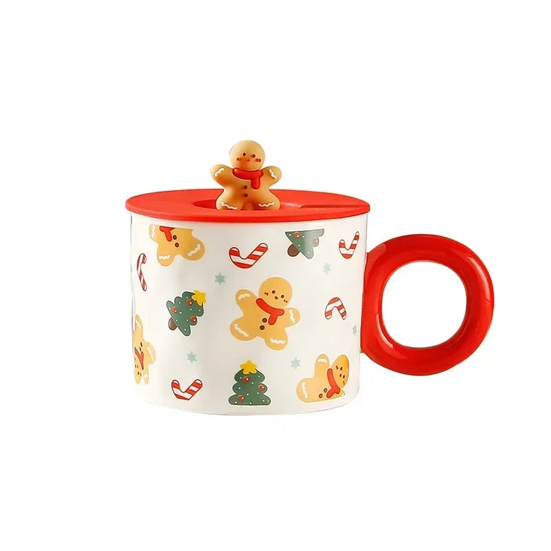 Christmas Creative Ceramic Mug Santa Claus Coffee Mugs High Beauty Drinkware Breakfast Milk Cpus Couple Water Cup Kawaii Gift