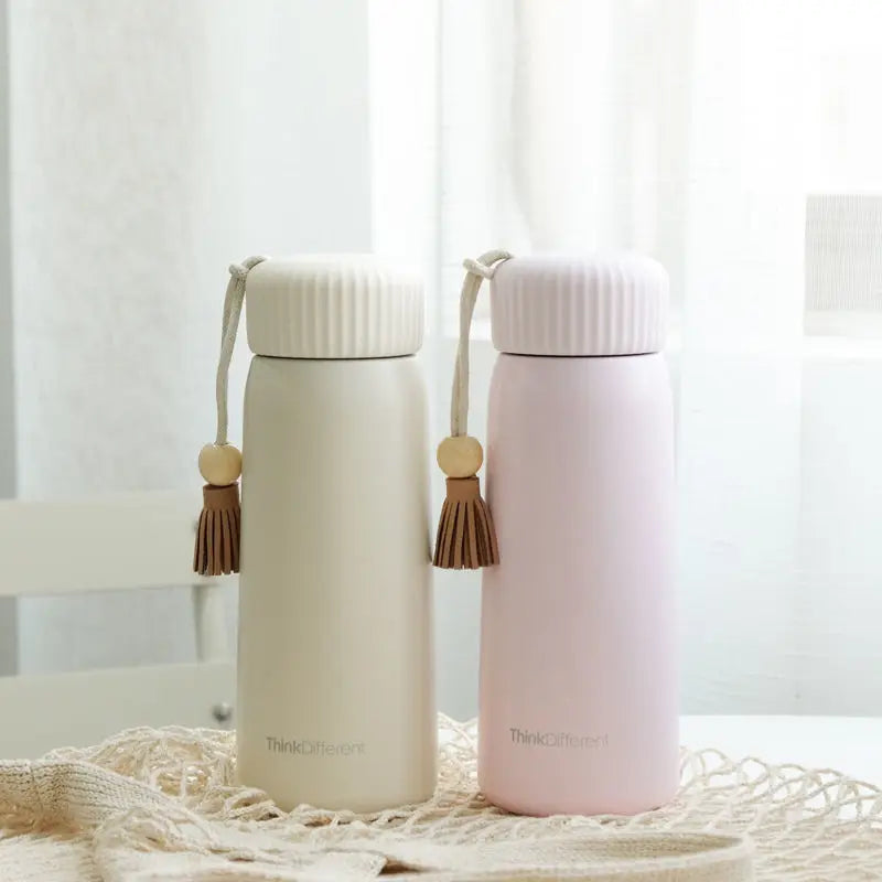 400ml/250ml Creative Thermos Mug With Rope Cute Portable Stainless Steel Vacuum Flask Girl Student Thermal Water Bottle Tumbler