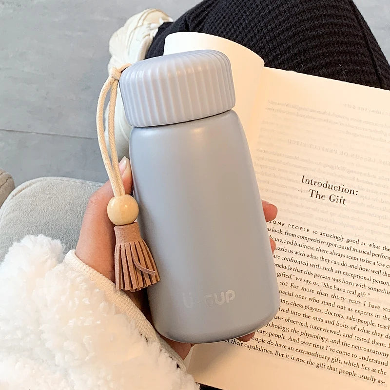 400ml/250ml Creative Thermos Mug With Rope Cute Portable Stainless Steel Vacuum Flask Girl Student Thermal Water Bottle Tumbler