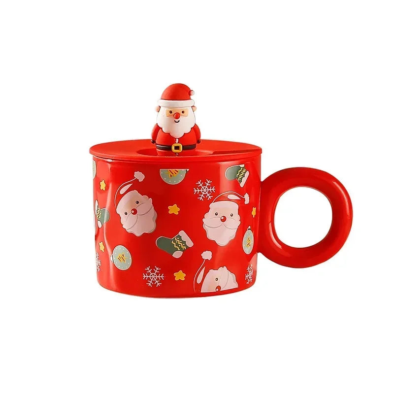 Christmas Creative Ceramic Mug Santa Claus Coffee Mugs High Beauty Drinkware Breakfast Milk Cpus Couple Water Cup Kawaii Gift