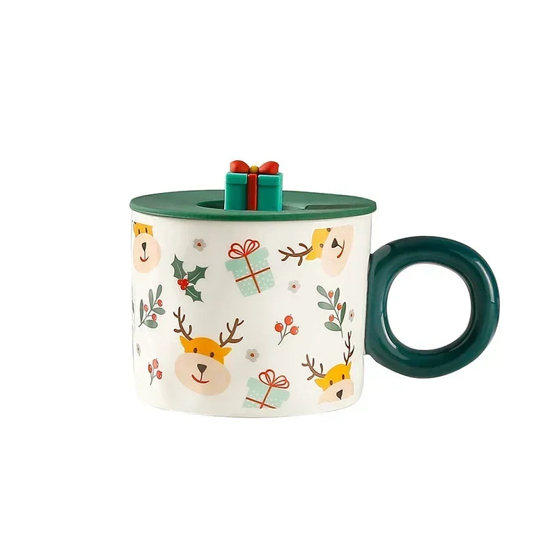 Christmas Creative Ceramic Mug Santa Claus Coffee Mugs High Beauty Drinkware Breakfast Milk Cpus Couple Water Cup Kawaii Gift