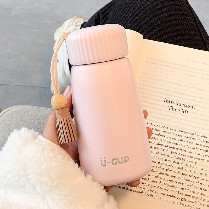 400ml/250ml Creative Thermos Mug With Rope Cute Portable Stainless Steel Vacuum Flask Girl Student Thermal Water Bottle Tumbler