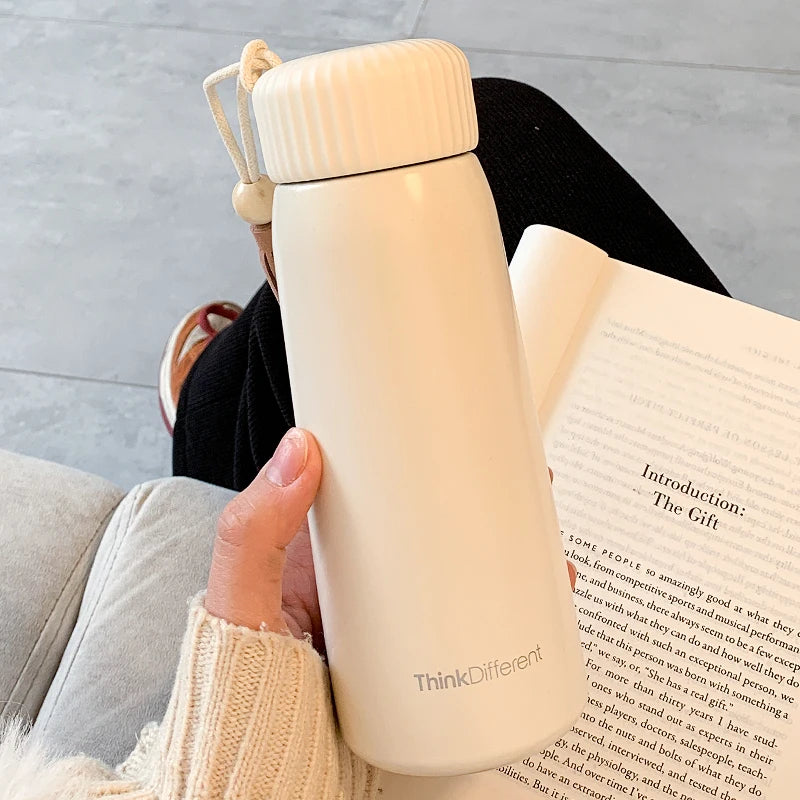 400ml/250ml Creative Thermos Mug With Rope Cute Portable Stainless Steel Vacuum Flask Girl Student Thermal Water Bottle Tumbler