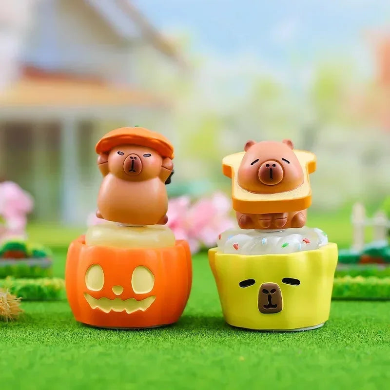 Capibala blind box ornament rotary bell style desk cute pet decompression rotating sound effect, unlock 6 healing shapes