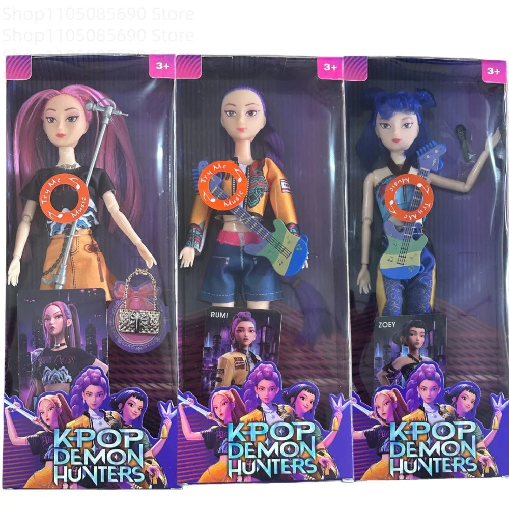 Music style anime k pop demon hunters group of witch hunters high appearance glue doll girl heart decorative doll holiday gifts