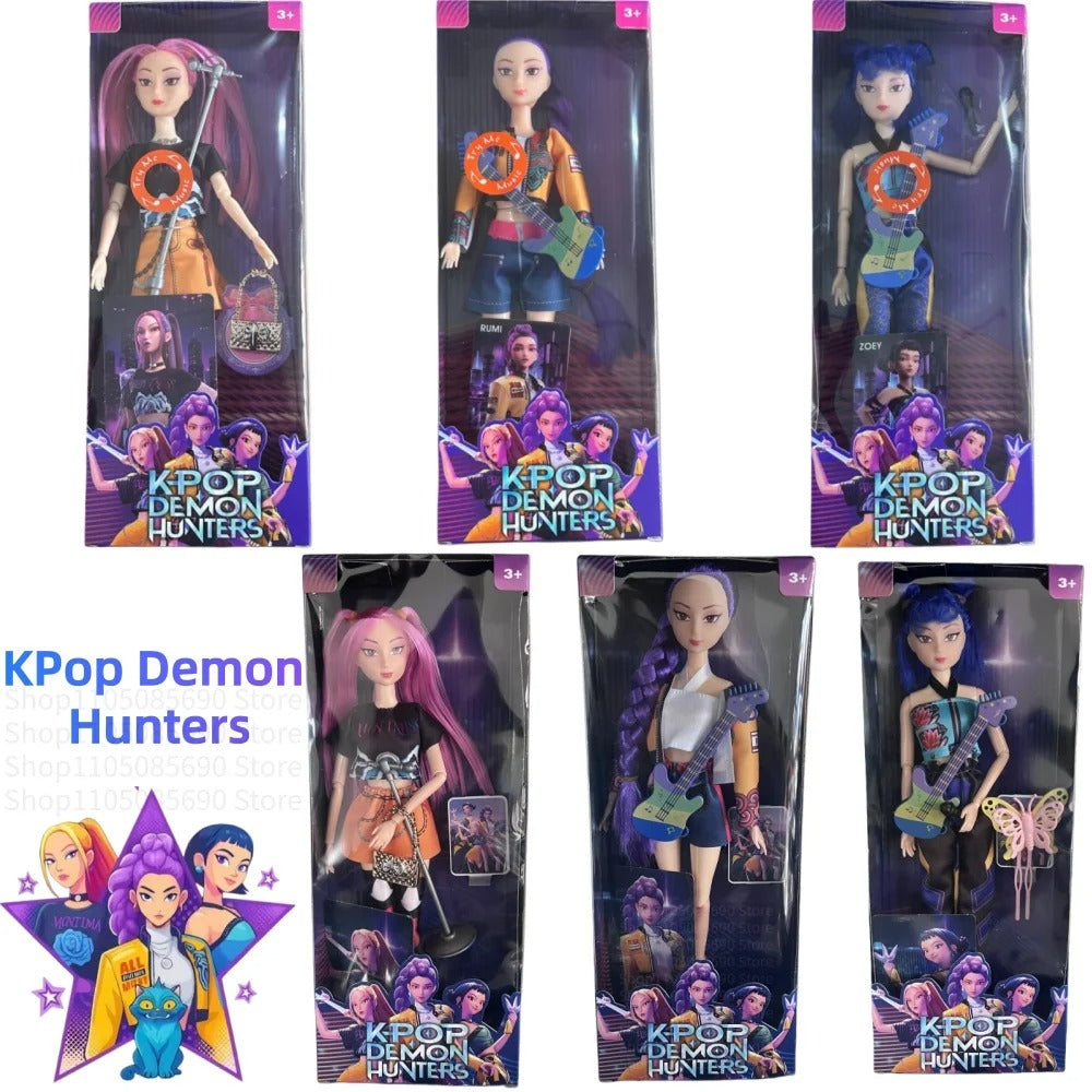 Music style anime k pop demon hunters group of witch hunters high appearance glue doll girl heart decorative doll holiday gifts