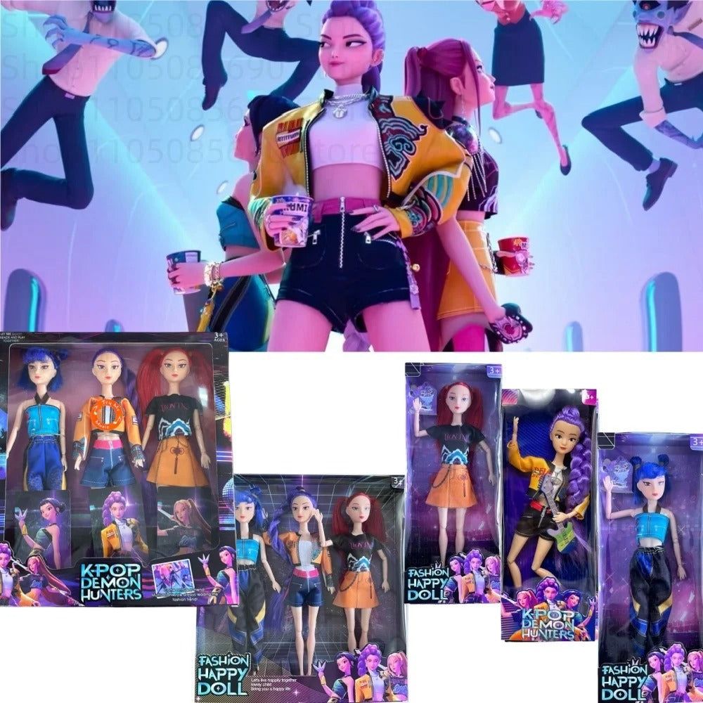 Music style anime k pop demon hunters group of witch hunters high appearance glue doll girl heart decorative doll holiday gifts