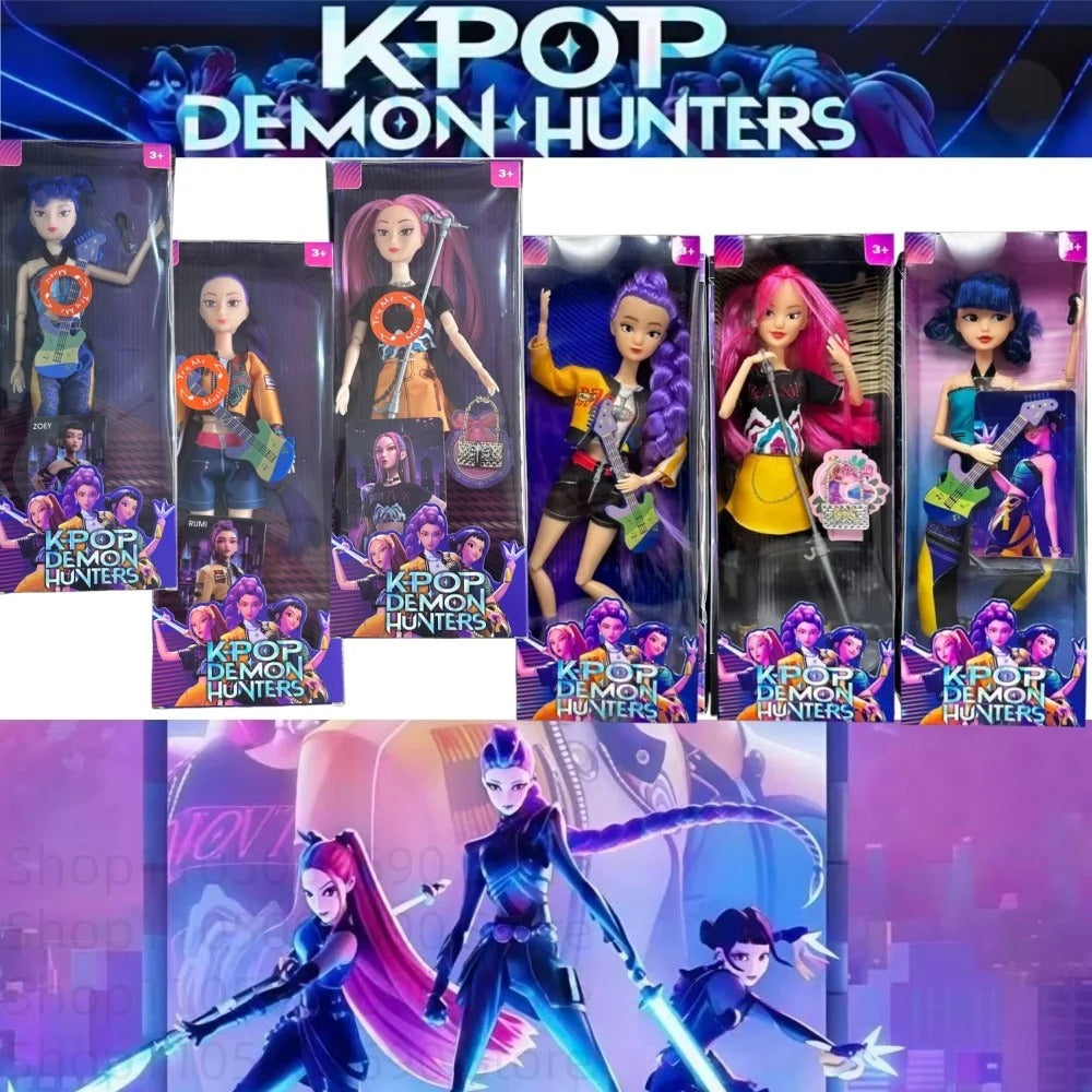Music style anime k pop demon hunters group of witch hunters high appearance glue doll girl heart decorative doll holiday gifts