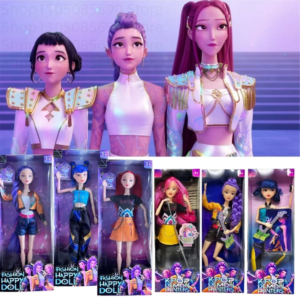 Music style anime k pop demon hunters group of witch hunters high appearance glue doll girl heart decorative doll holiday gifts