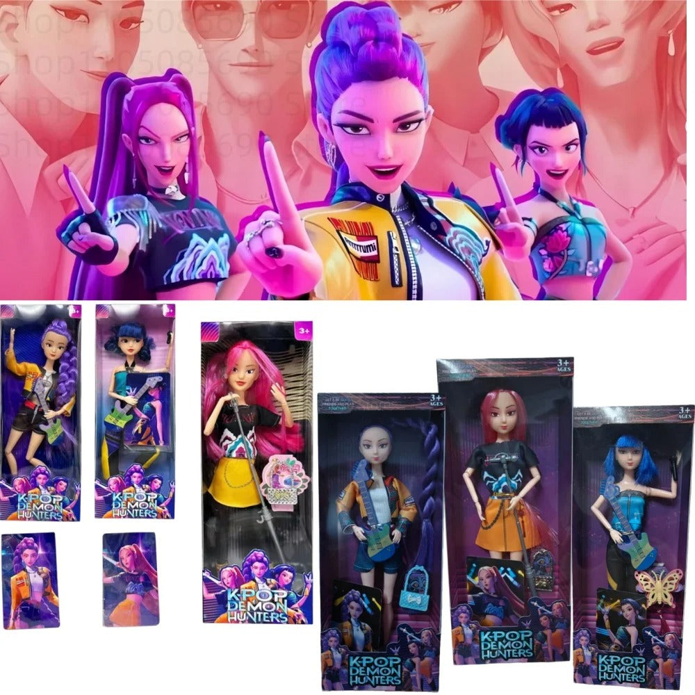 Music style anime k pop demon hunters group of witch hunters high appearance glue doll girl heart decorative doll holiday gifts