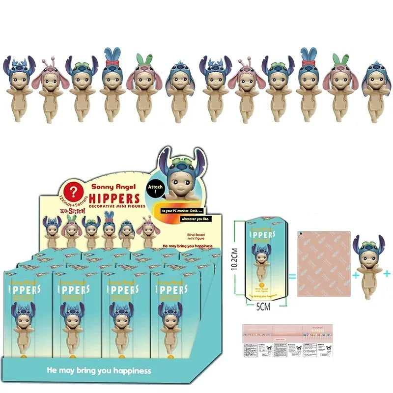 Sonny Angel 12PCS Stitch Kawaii Anime Cartoon Collection Mini Character Decorations Cute Doll Kids Toys Birthday Christmas Gift
