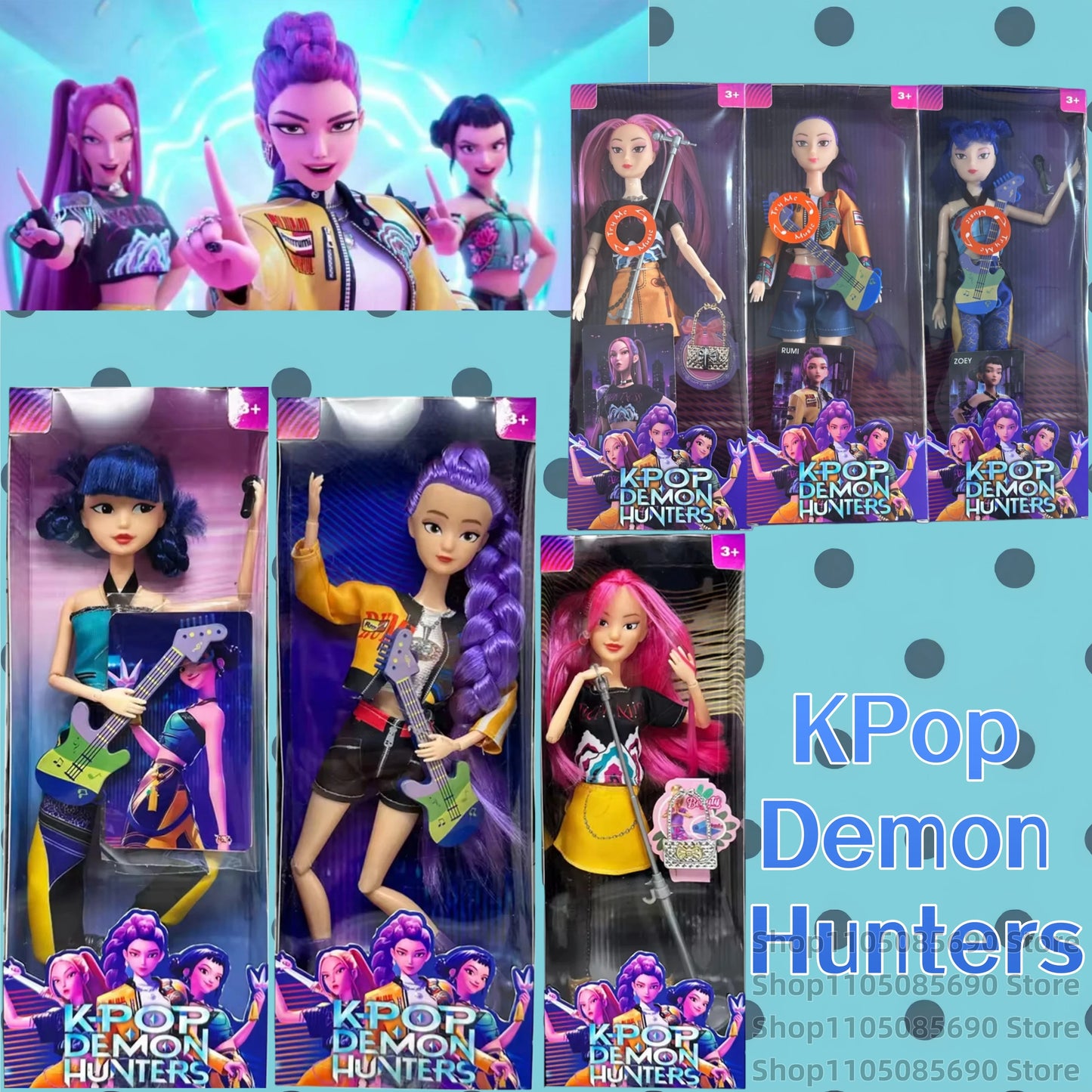 Music style anime k pop demon hunters group of witch hunters high appearance glue doll girl heart decorative doll holiday gifts