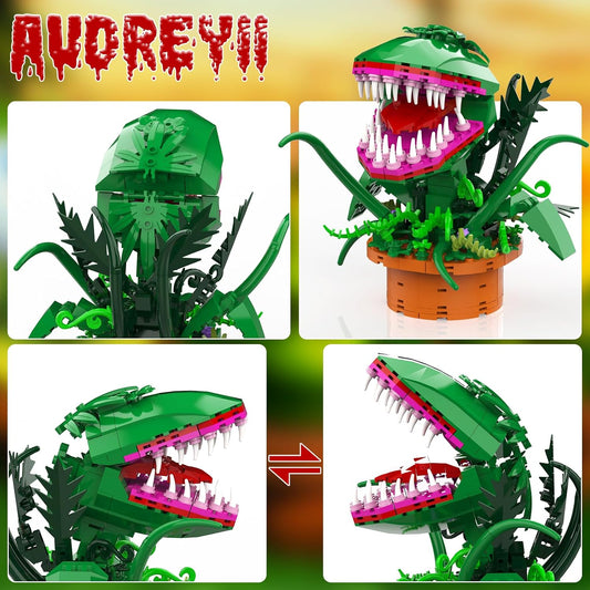 Audrey 2 Piranha Plant Building Toys Compatible with Lego Sets, Little Shop of Horrors Flowers Cannibal with Openable Mouth Building Blocks, Gift for TV Fans Halloween Christmas Kids Ages 8+