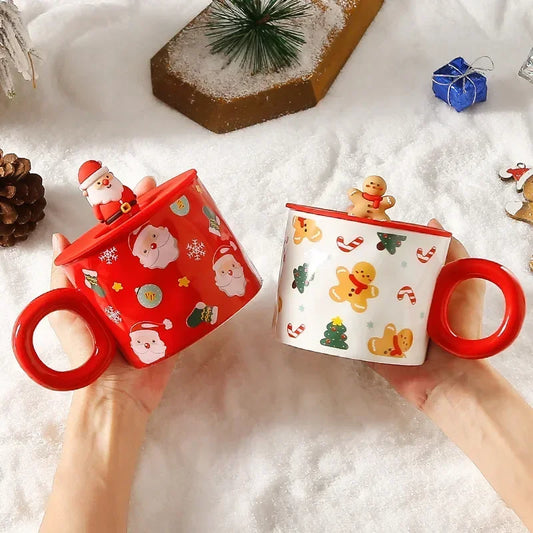 Christmas Creative Ceramic Mug Santa Claus Coffee Mugs High Beauty Drinkware Breakfast Milk Cpus Couple Water Cup Kawaii Gift