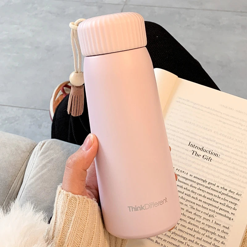 400ml/250ml Creative Thermos Mug With Rope Cute Portable Stainless Steel Vacuum Flask Girl Student Thermal Water Bottle Tumbler