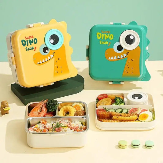304 stainless steel children's lunch box, 3-section bento box, cartoon three student bento box
