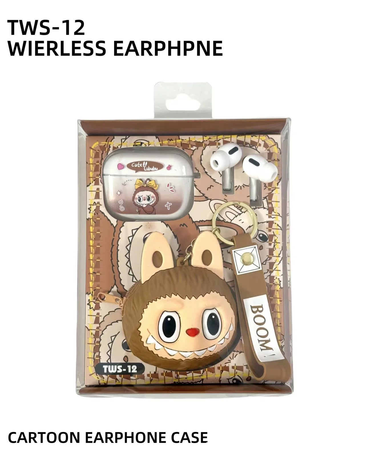 TWS-12 Raab new Bluetooth headset cute doll pendant long battery life leisure ear.