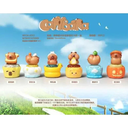 Capibala blind box ornament rotary bell style desk cute pet decompression rotating sound effect, unlock 6 healing shapes