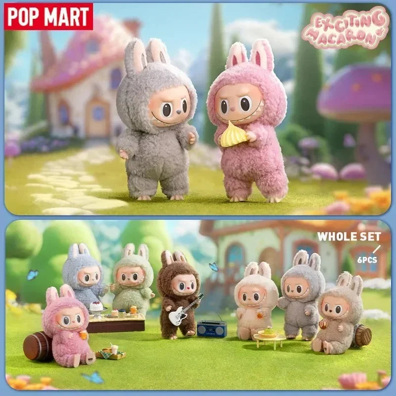 LABUBU THE MONSTERS-excitante Macaron vinilo cara sorpresa caja misteriosa caja ciega juguetes Kawaii Anime figura de acción Caixa