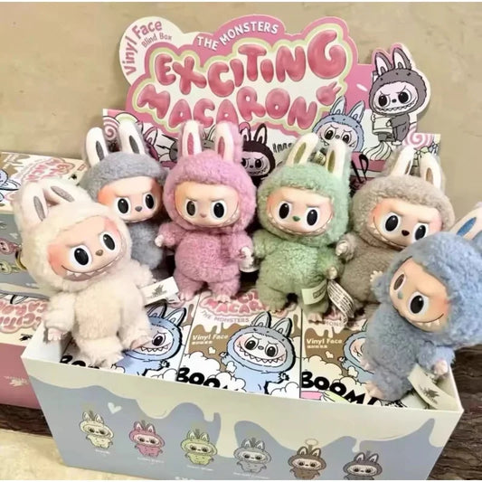 LABUBU THE MONSTERS-excitante Macaron vinilo cara sorpresa caja misteriosa caja ciega juguetes Kawaii Anime figura de acción Caixa